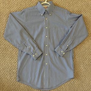 Brooks Brothers 14.5 2/3 The Original Polo Dress Shirt Blue Stripe Mens Cotton